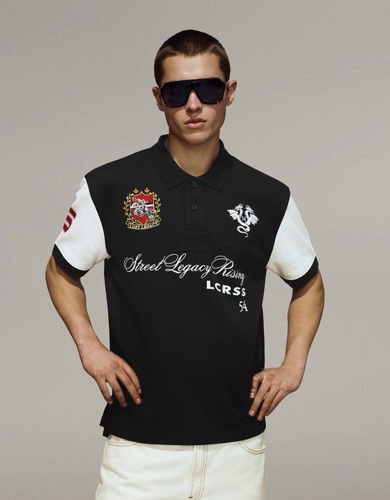 Bershka Поло с короткими рукавами и принтом