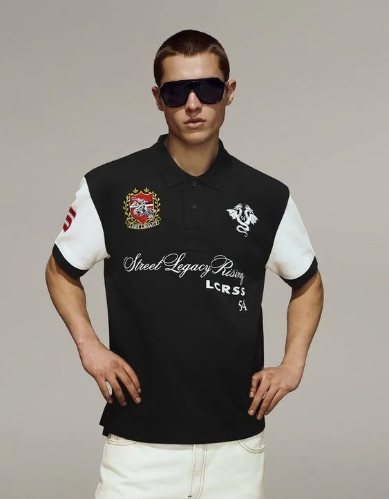 Поло с короткими рукавами и принтом- Заказать в России