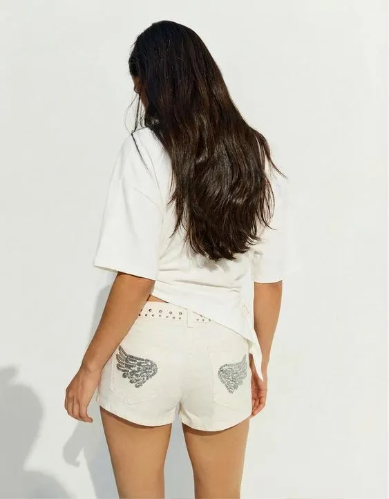 Шорты из твила с заклепками- Заказать в России