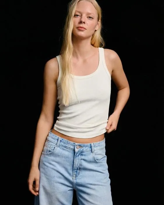 Топ с ребристой текстурой- Заказать в России