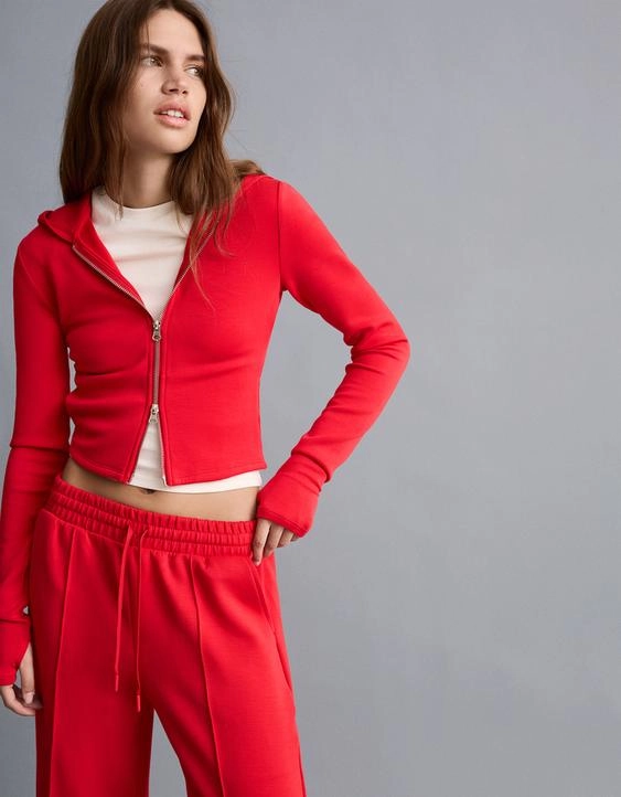 Bershka Худи из мягкого модала с молнией и капюшоном