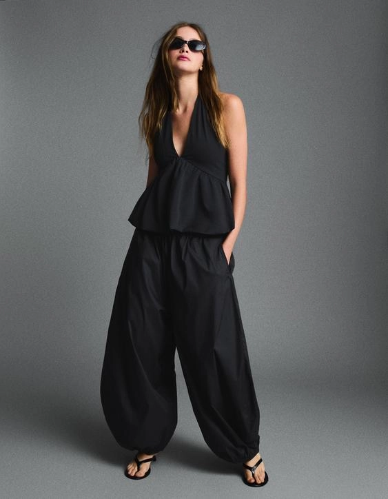 Bershka Брюки-блумеры из поплина