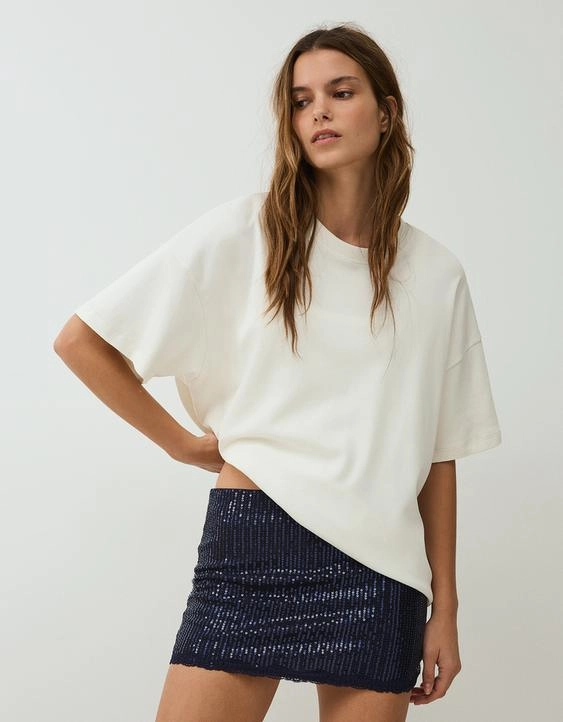 Bershka Мини-юбка с пайетками и кружевом