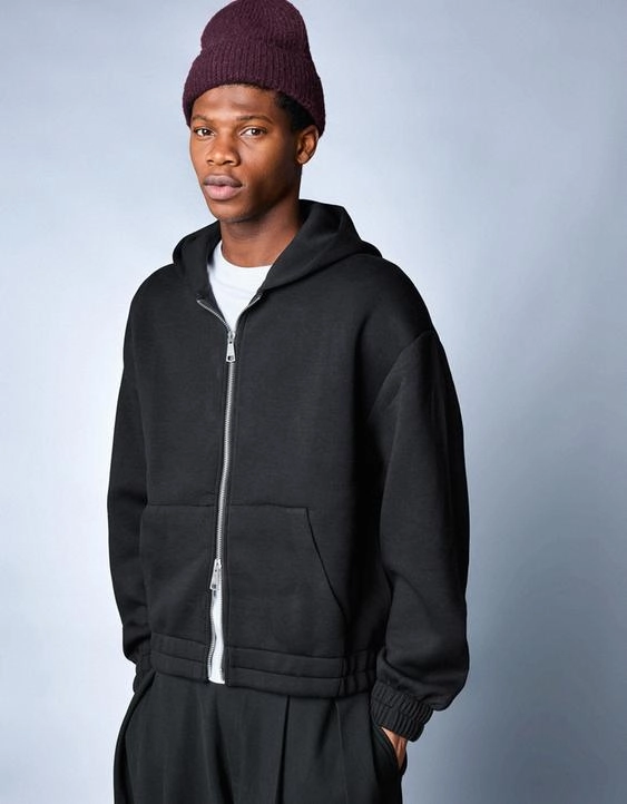 Худи на молнии с капюшоном, с эффектом плотной синтетической ткани- Заказать в России