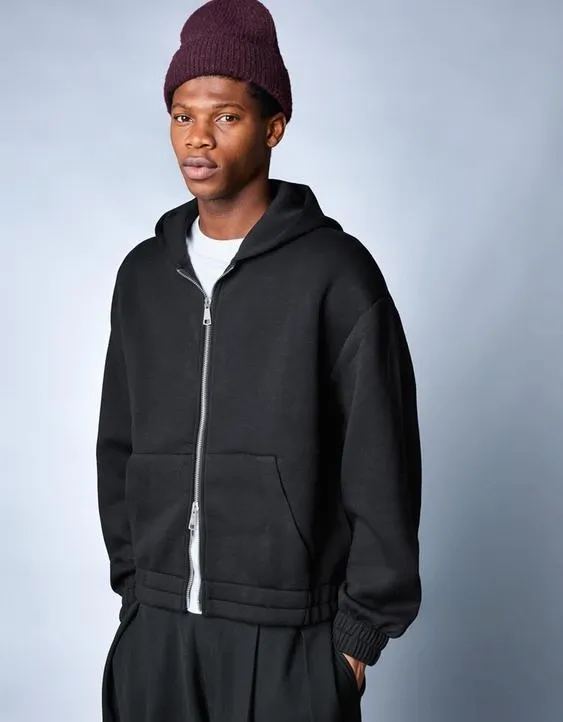 Худи на молнии с капюшоном, с эффектом плотной синтетической ткани- Заказать в России