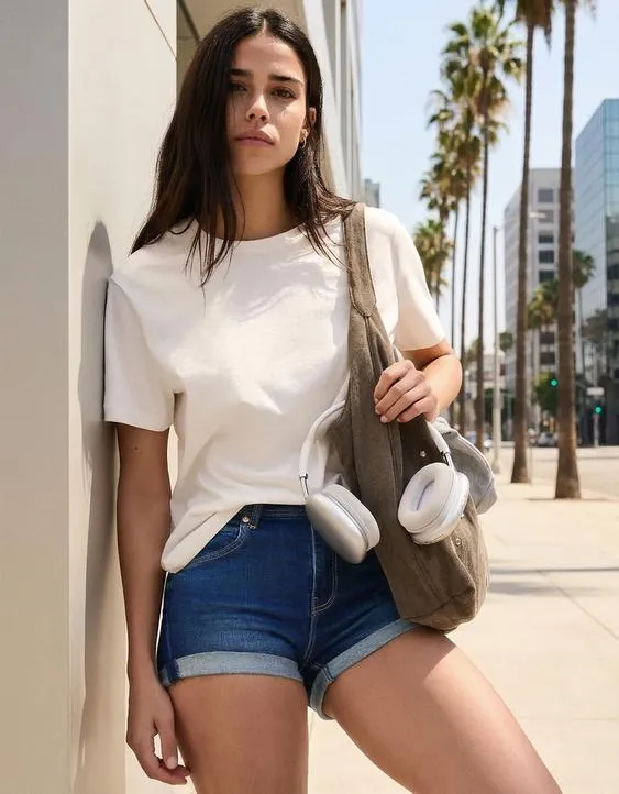 Джинсовые шорты с отворотами- Заказать в России