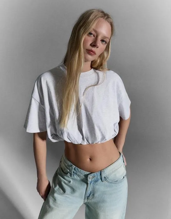 Футболка с короткими рукавами-фонариками- Заказать в России