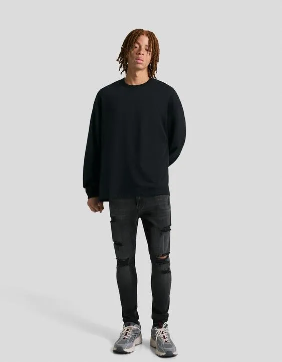 Джинсы суперскинни с разрезами