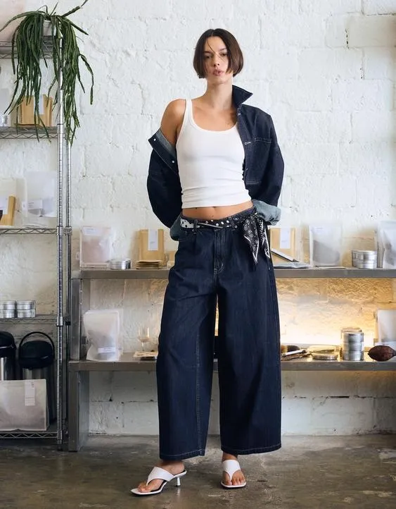 Укороченные джинсы barrel