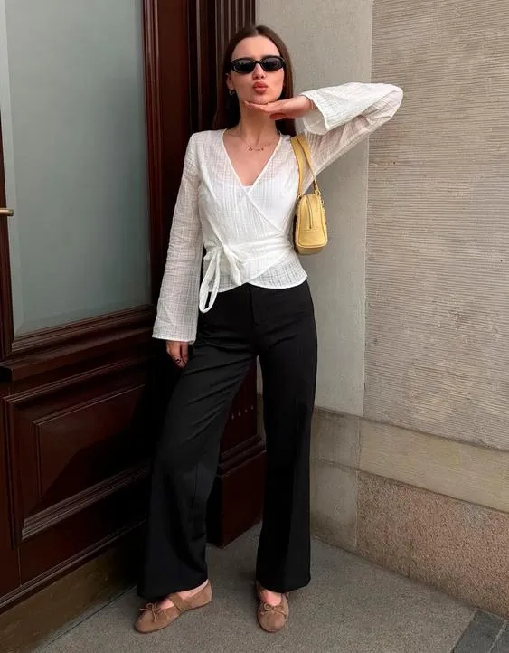 Блузка с запахом и принтом- Заказать в России