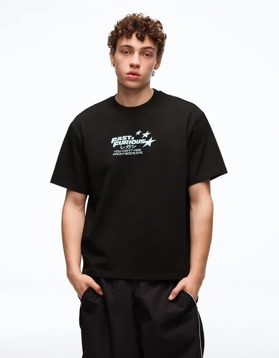 Футболка с принтом «Форсаж» и короткими рукавами- Заказать в России