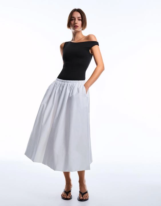 Bershka Боди асимметричного кроя с бретелью и сборками