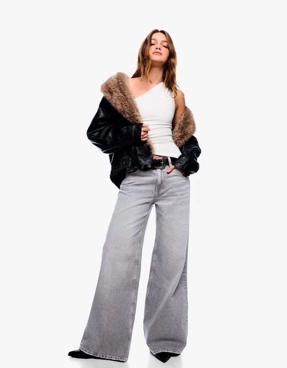 Bershka Джинсы с широкими штанинами и средней посадкой купить с доставкой.