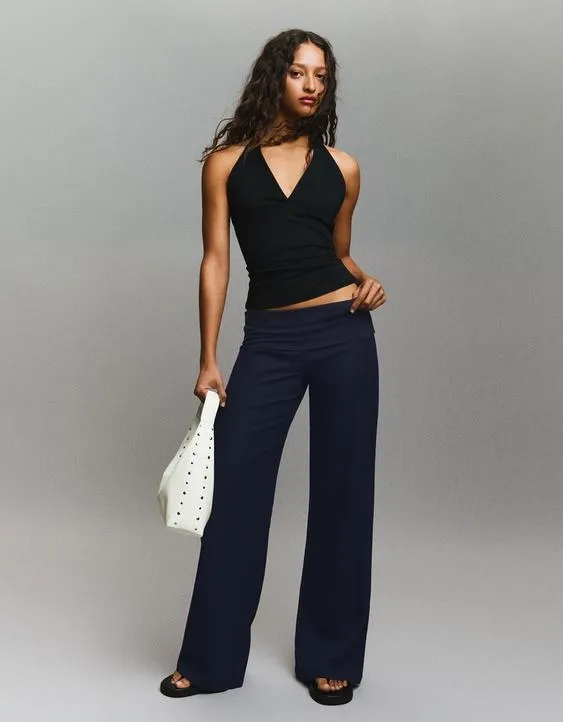 Брюки с отворотом на поясе