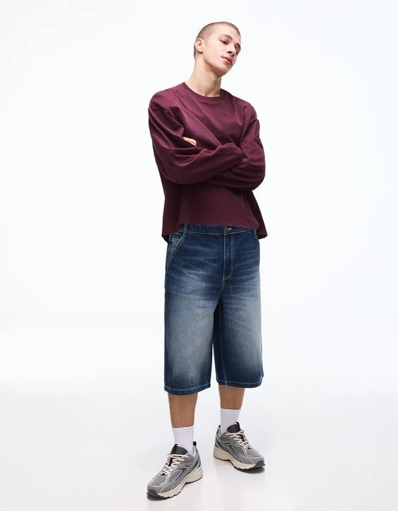 Bershka Джинсовые шорты-бермуды в скейтерском стиле