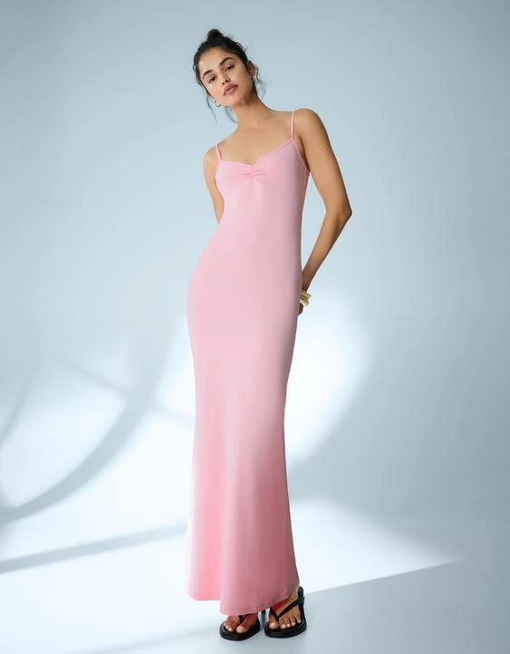 Bershka Платье миди на бретелях со сборками