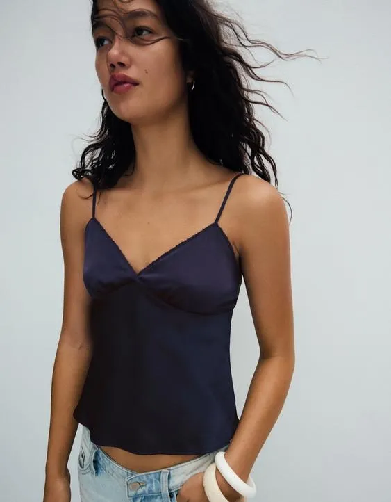 Топ из сатина с кружевом- Заказать в России