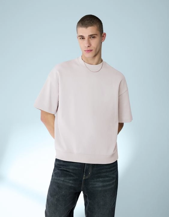 Bershka Футболка из мягкой ткани в рубчик с короткими рукавами купить с доставкой.