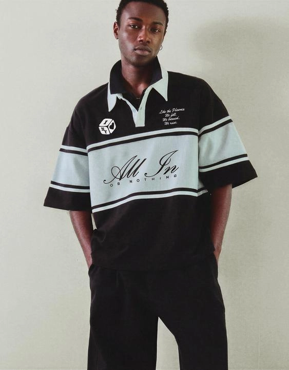 Bershka Поло геометрического кроя с короткими рукавами