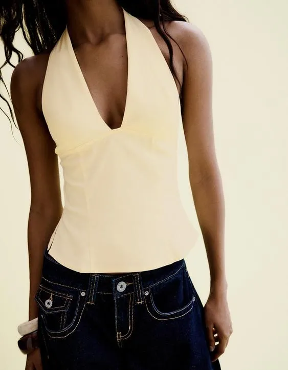 Топ с горловиной халтер и застежкой-молнией