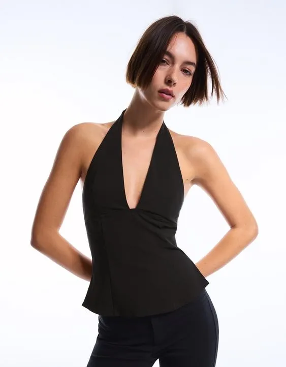 Топ с горловиной халтер и застежкой-молнией