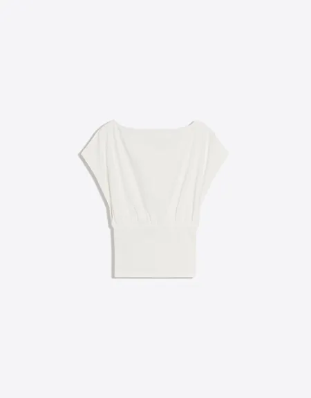 Bershka Футболка асимметричного кроя с короткими рукавами и принтом