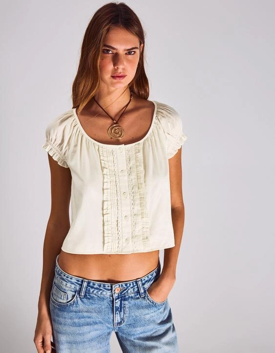 Bershka Блуза с короткими рукавами купить с доставкой.