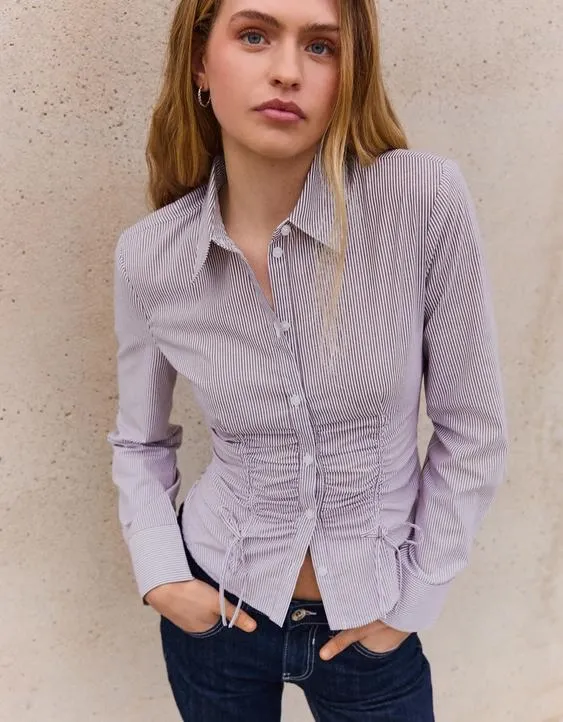 Рубашка из поплина со сборкой- Заказать в России