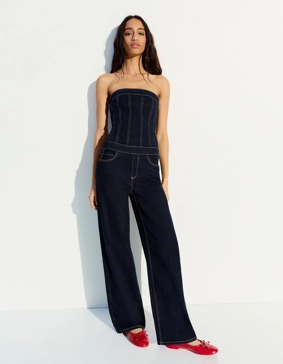 Bershka Длинный джинсовый комбинезон купить с доставкой.