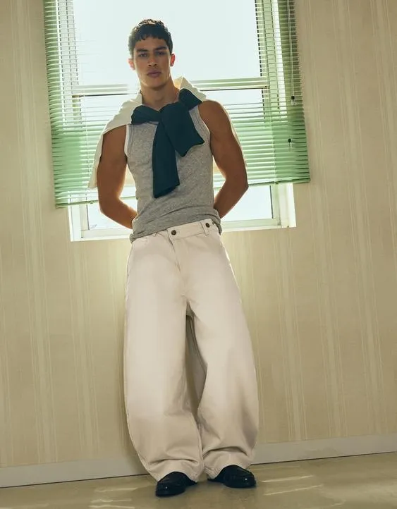 Брюки barrel с вышивкой и запахом- Заказать в России