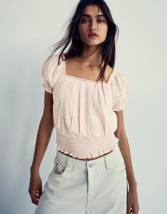 Рубашка с короткими рукавами в стиле рустик