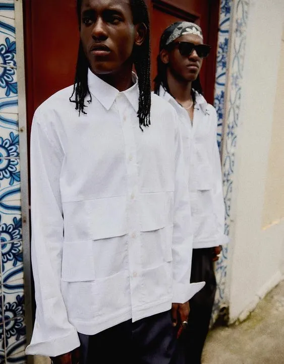 Рубашка свободного кроя с рельефной отделкой и длинными рукавами