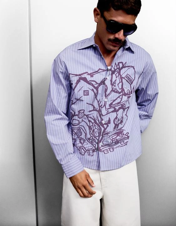 Bershka Рубашка свободного кроя с длинными рукавами UMRU купить с доставкой.