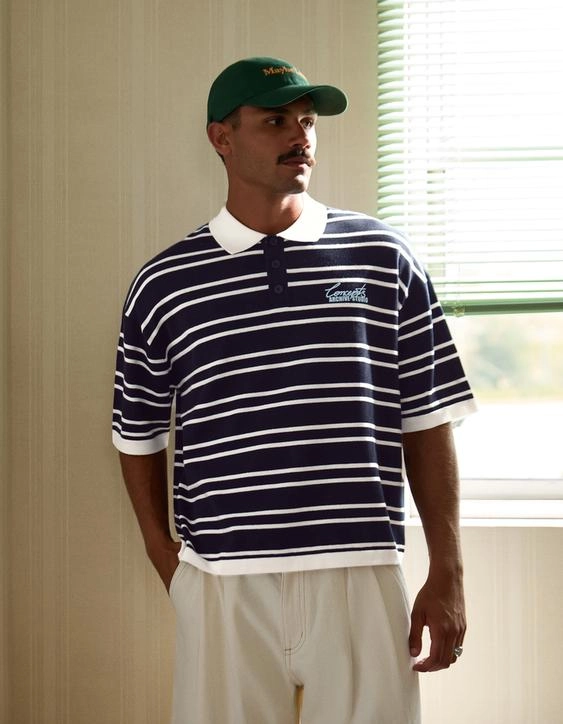 Bershka Поло с графическим принтом в полоску купить с доставкой.