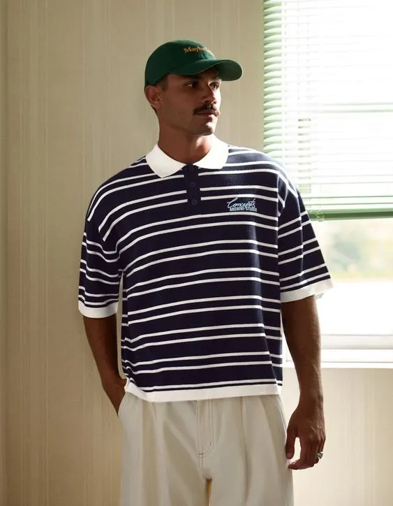 Поло с графическим принтом в полоску- Заказать в России