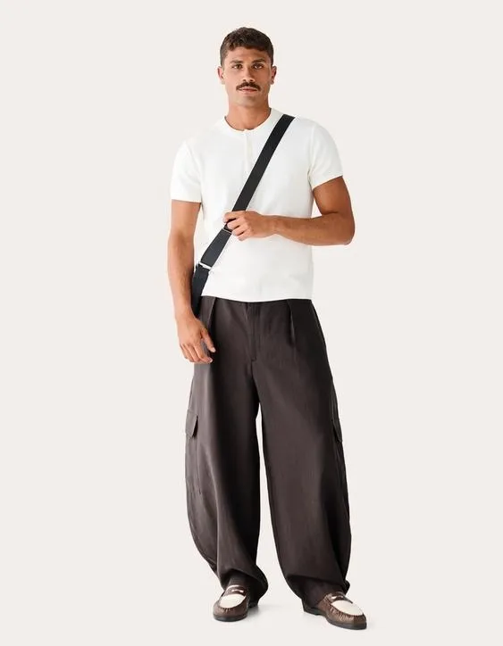 Брюки barrel карго из струящейся ткани- Заказать в России