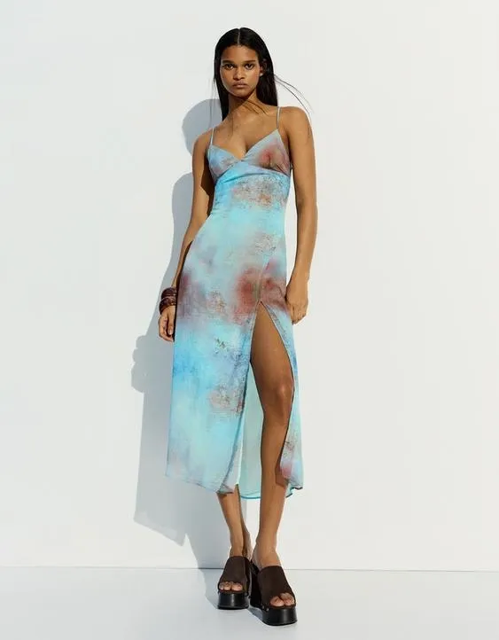 Платье миди с принтом- Заказать в России