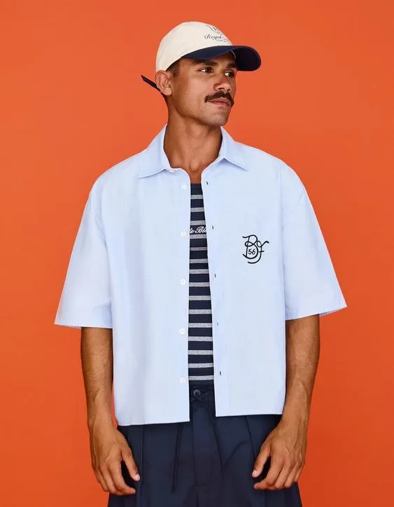 Рубашка оверсайз с короткими рукавами и вышивкой- Заказать в России