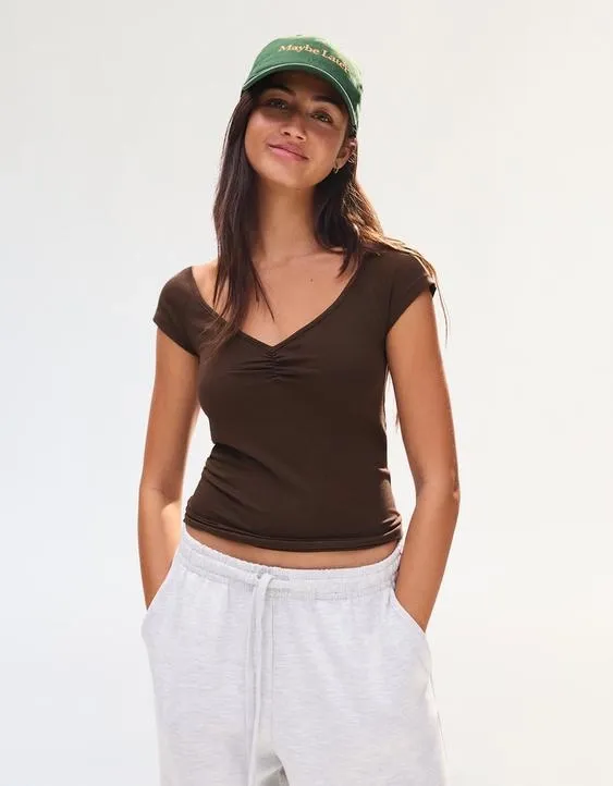 Футболка с короткими рукавами и сборками- Заказать в России