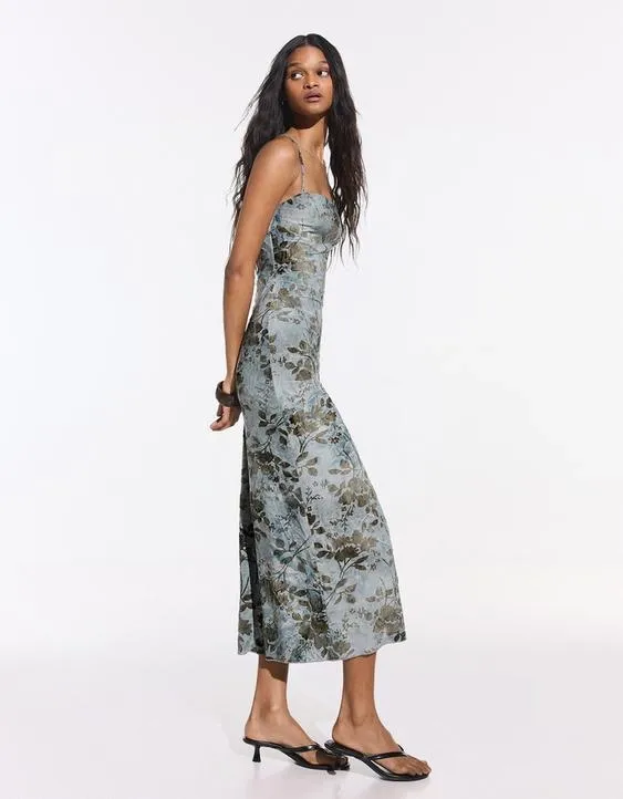 Платье миди с принтом