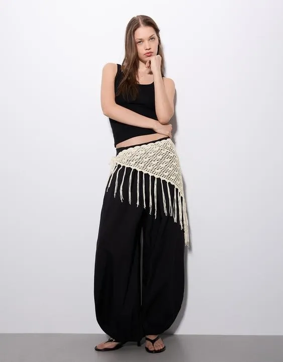 Юбка-парео из кроше с бахромой- Заказать в России