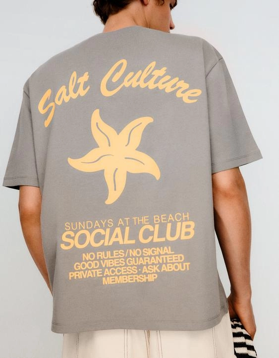 Bershka Футболка свободного кроя с принтом