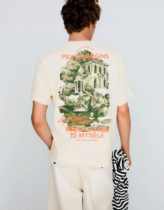 Bershka Футболка геометрического кроя с принтом