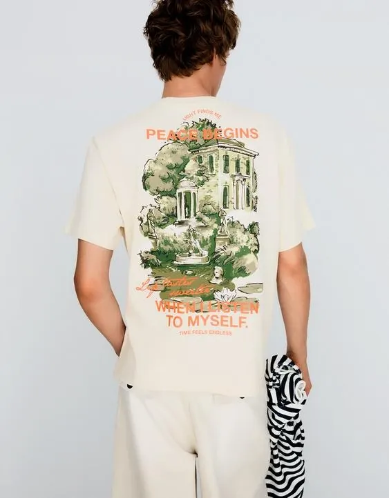 Футболка геометрического кроя с принтом- Заказать в России