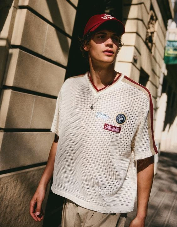 Bershka Футболка из сетки в стиле рустик