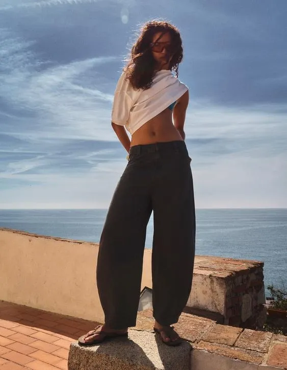 Укороченные брюки barrel- Заказать в России