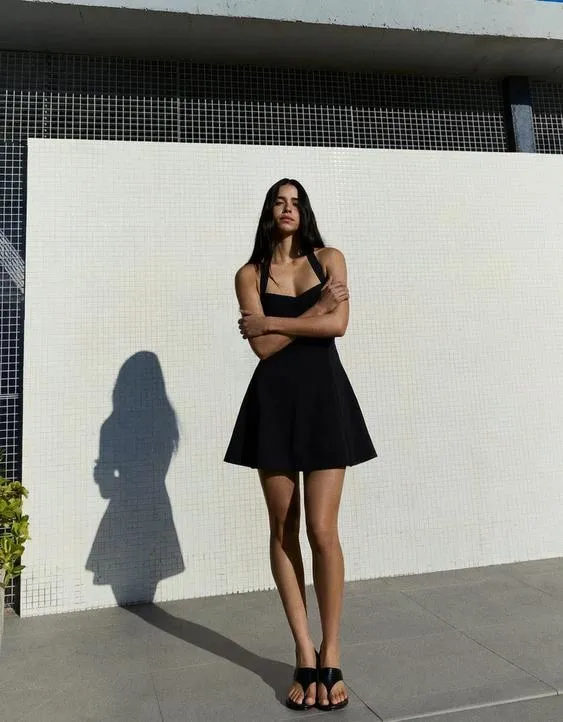 Платье мини с американской проймой- Заказать в России