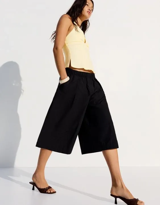 Брюки-кюлоты бермуды с эластичным поясом- Заказать в России