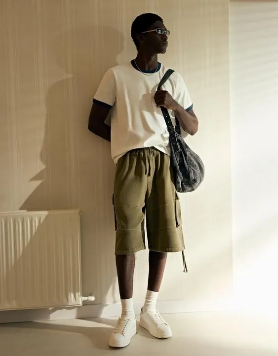 Шорты джинсовые карго с эффектом потертости- Заказать в России