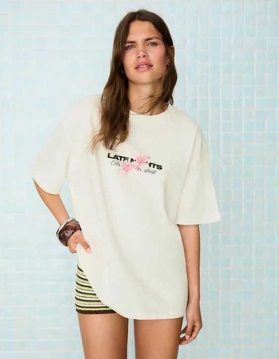 Bershka Футболка оверсайз с принтом